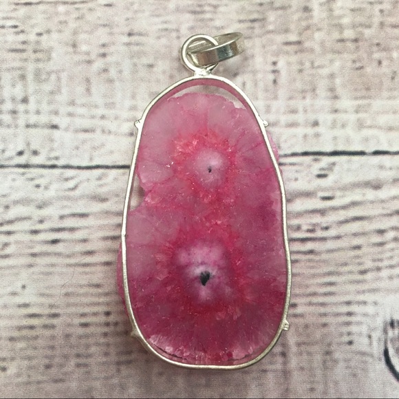 Large Double Solar Druzy Statement Pendant - Picture 4 of 4